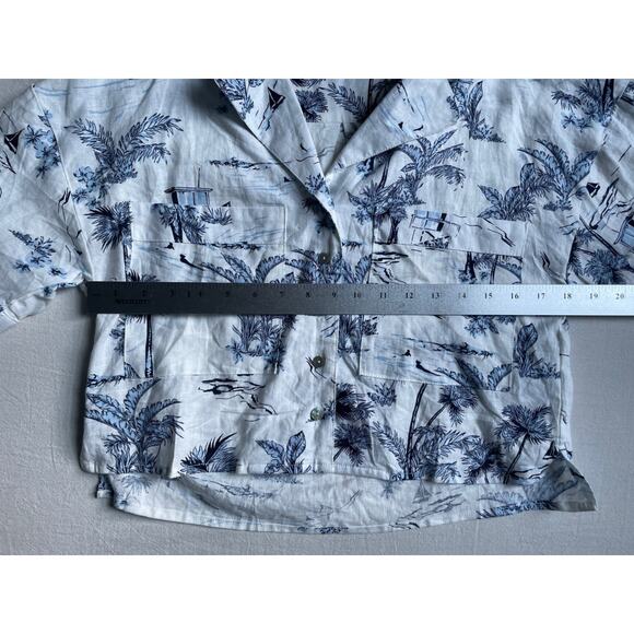 C & C California XS Womens Crop‎ Button Down Linen Rayon Shirt Casual - Picture 4 of 8
